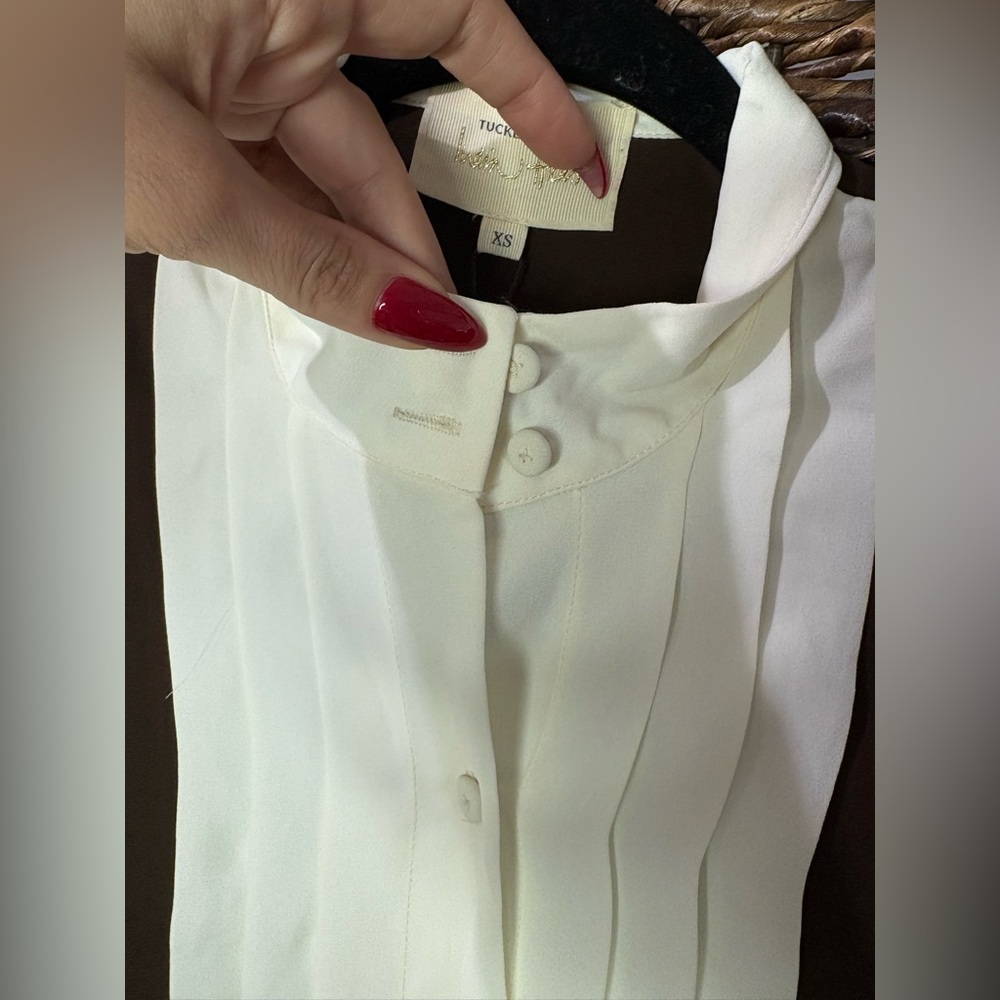 Tuckernuck X India Hicks Chocolate Brown and Cream Blouse xs 4 oversized - Picture 4 of 10